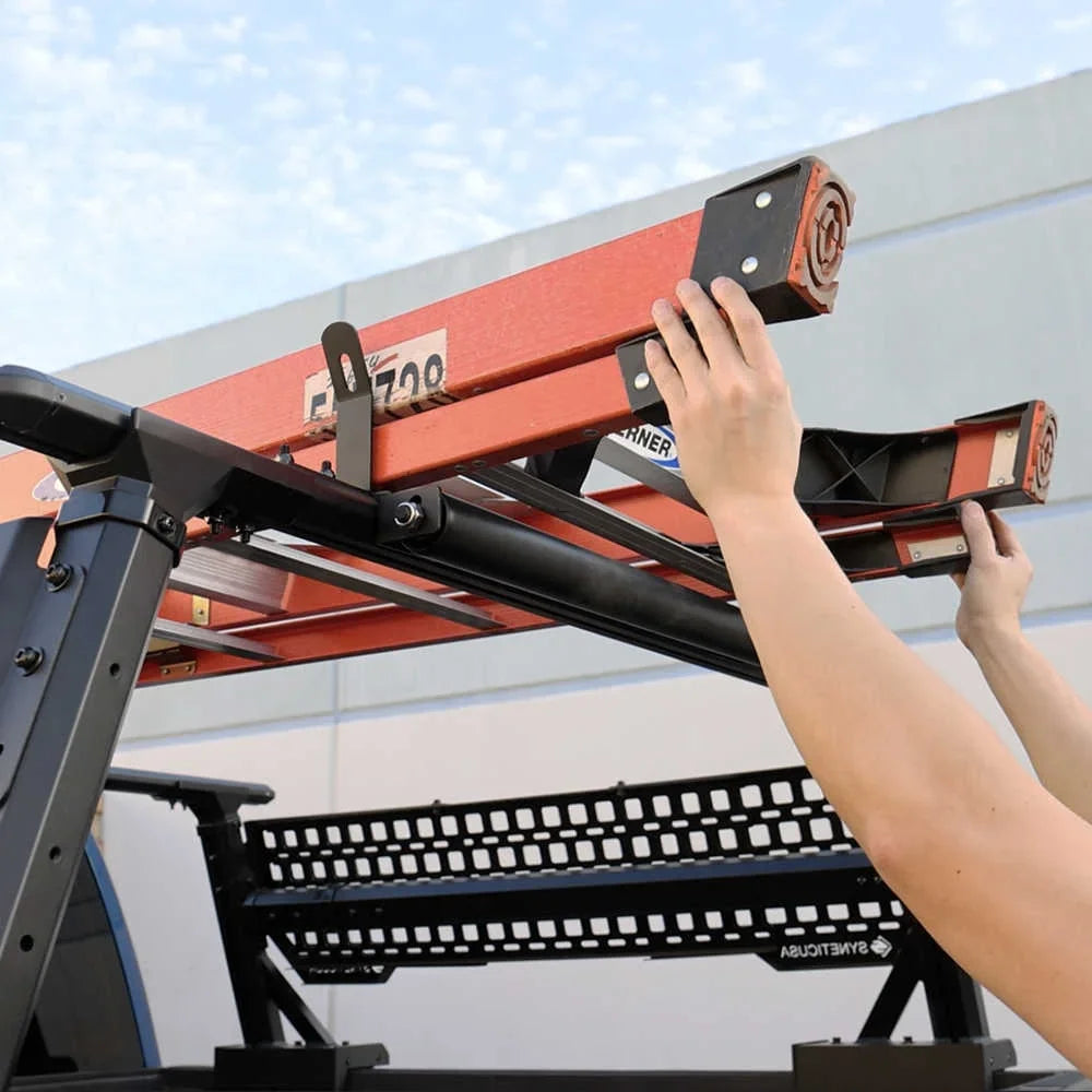 Person using a ladder roller with a clear sky background