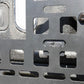 Close-up of a metallic grid with square holes