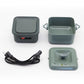 A 4-in-1 electric camping stove kit shown on a white background, including a dark gray burner base with a red switch, a matching gray pot, a gray lid, and a black USB charging cable.
