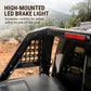 High-mounted LED brake light on a vehicle with a mountainous background
