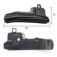 Black automotive part with dimensions on a white background