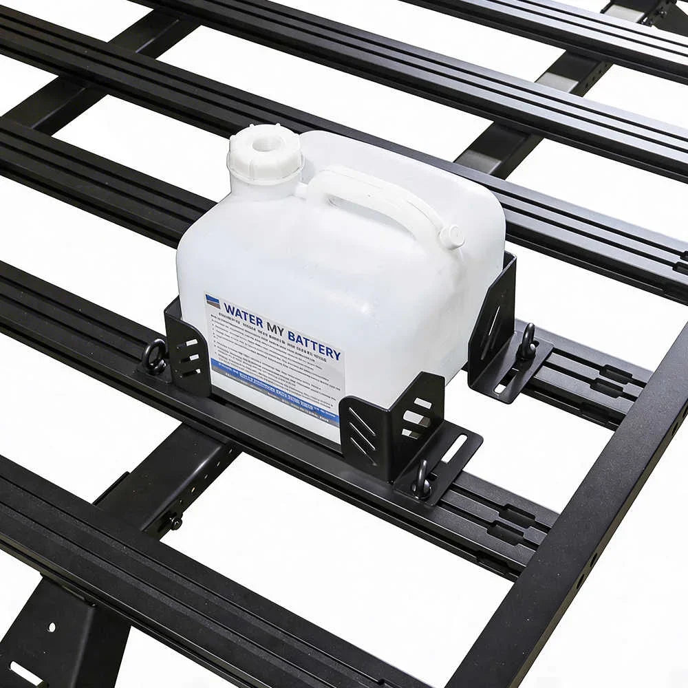White battery water tank with corner bracket installed on R2 luggage rack