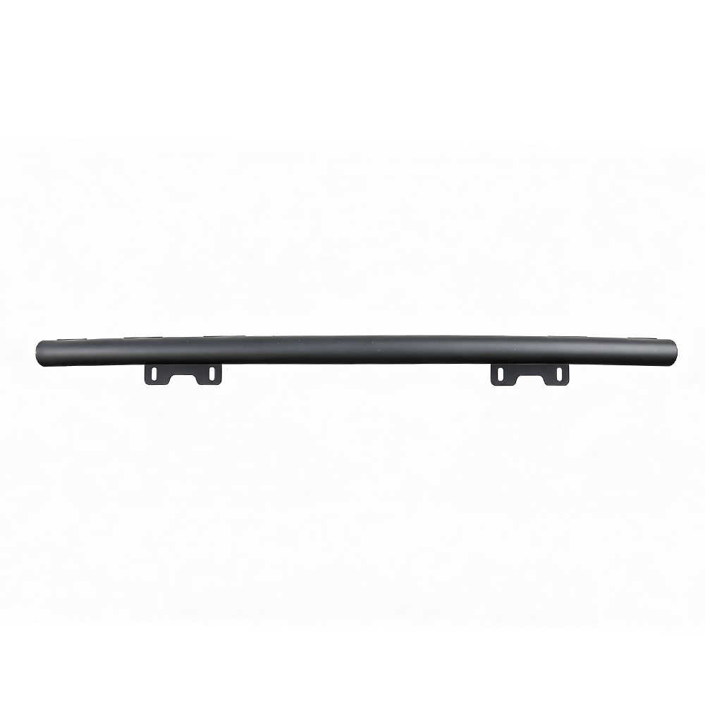 Black metal bar with brackets on a white background