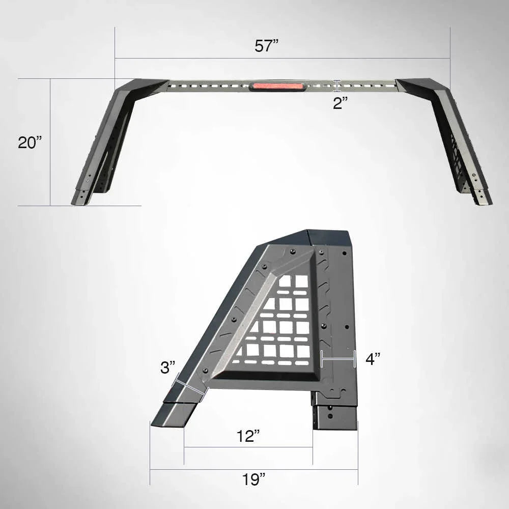 Measurement chart of syneticusa r9 roll bar with dimensions labeled on a gray background
