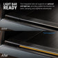 Before-and-after comparison showing an optional LED light bar mounted on the side rail of a black vehicle. The top image is labeled 'Before' and shows no illuminated light bar.