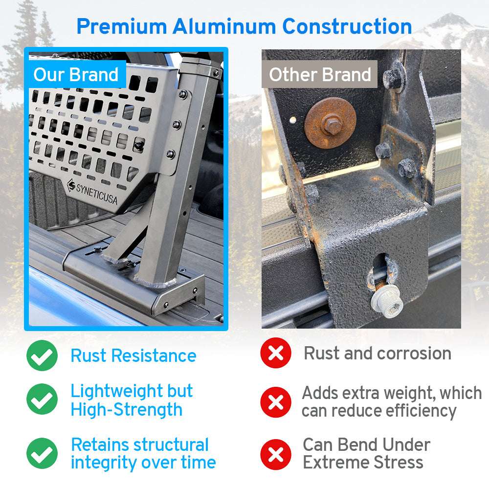 SYNETICUSA® Universal Aluminum Adjustable Truck Bed Ladder Rack