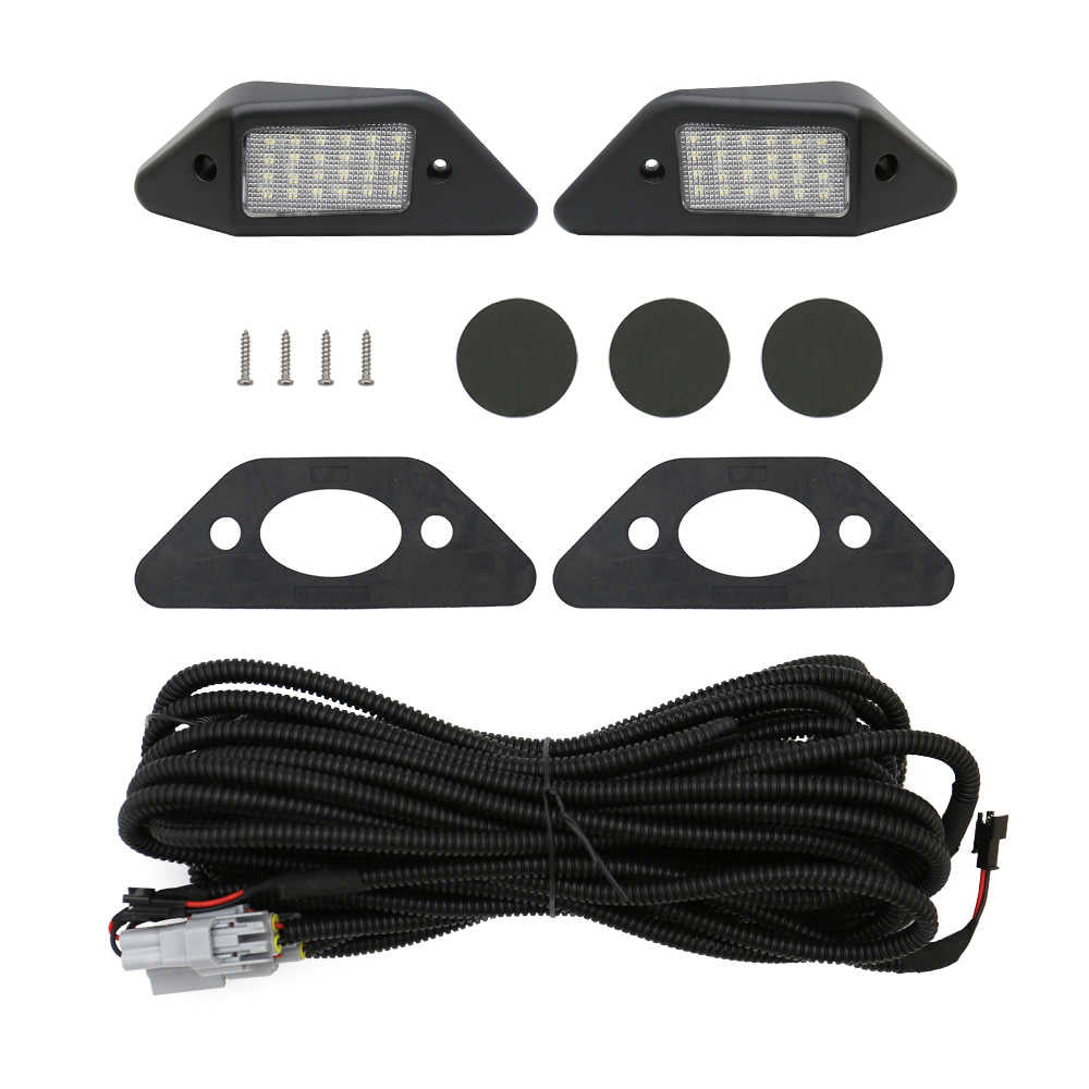 package content license plate light kit with wiring harness on a white background