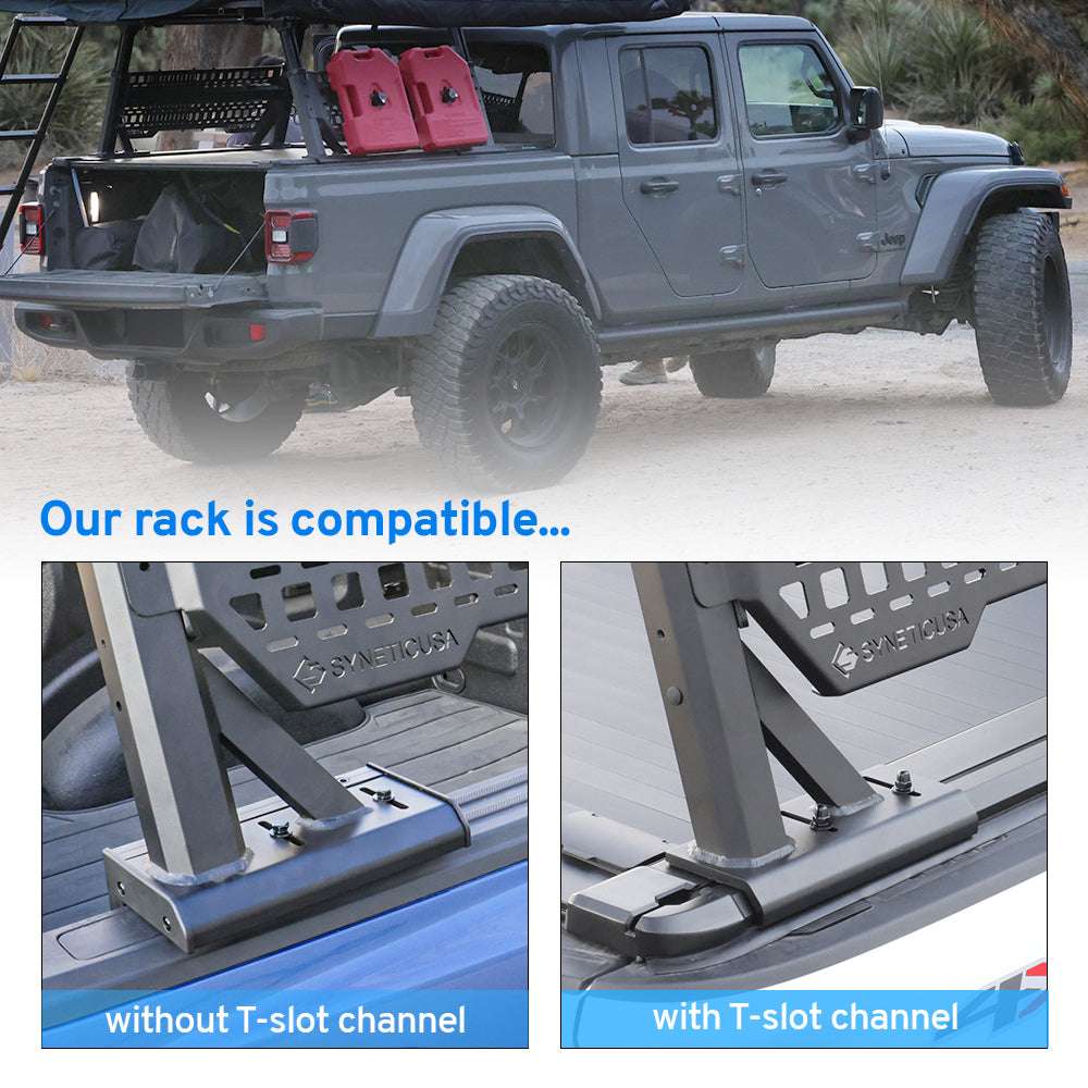 SYNETICUSA® Universal Aluminum Adjustable Truck Bed Ladder Rack