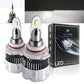 Two LED headlight bulbs with a SyneticUSA packaging box in the background.