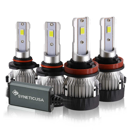 Four SYNETICUSA car z8 series headlight bulbs on a white background