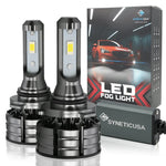 A pair of Syneticusa Z2-Series LED light bulbs with a 6000K white light, designed for use in vehicle halogen headlights.
