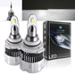 Two LED headlight bulbs with their packaging on a white background