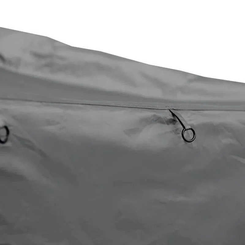 Gray tarp with a zipper on a white background