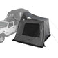 Gray tent attached to a white SUV on a white background