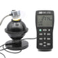 Luminous flux meter measuring a light bulb on a white background