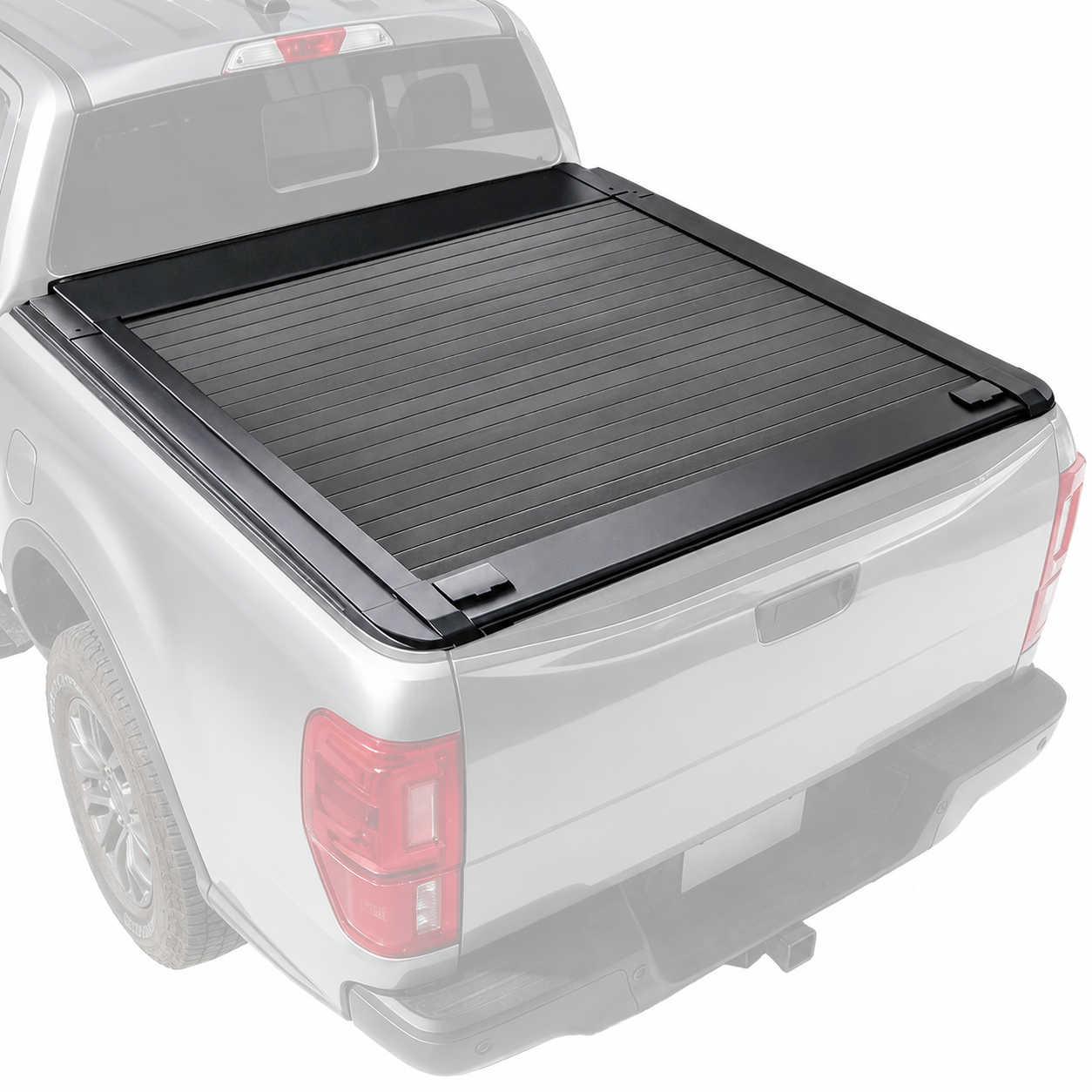 SyneticUSA Black enhanced mb tonneau cover on a white truck bed