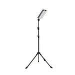 LED panel light on a stand with a white background