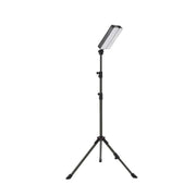 LED panel light on a stand with a white background