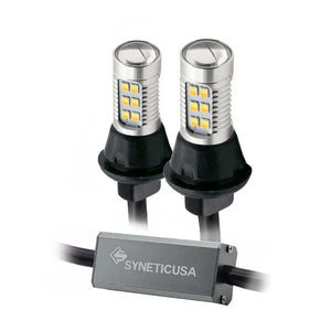 24-LEDs Built-in Resistors White/Amber Switchback Front Turn Signal All-in-One Light Bulbs