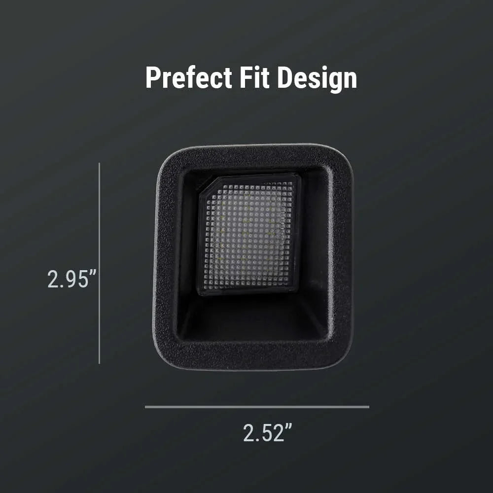 Square component with grid pattern and dimensions on a dark background