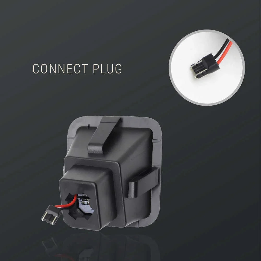 Connect plug with close-up inset on a dark background