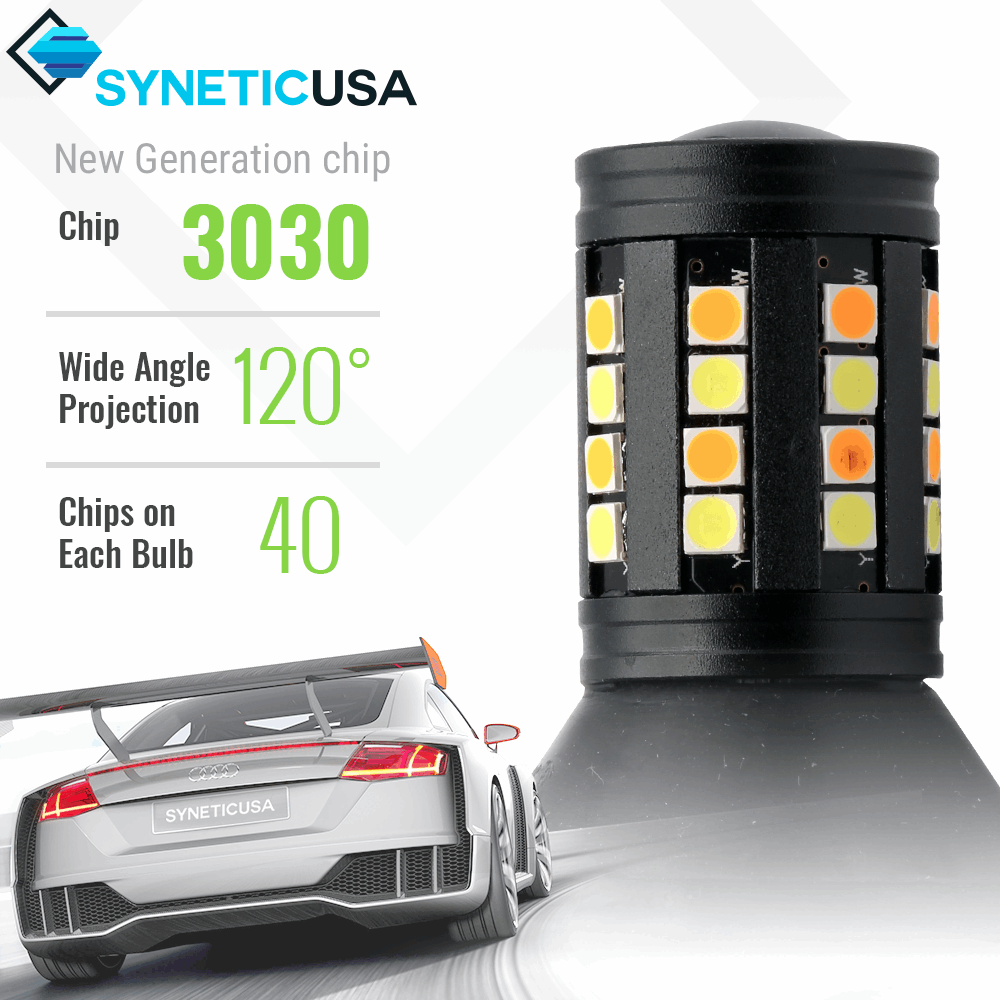 3rd Gen Built-in Resistors 40-LEDs Dual Color Switchback Front Turn Signal Light Bulbs