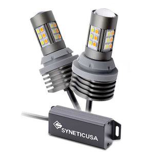 5th Gen Built-in Resistors White/Amber Switchback Front Turn Signal All-in-One Light Bulbs