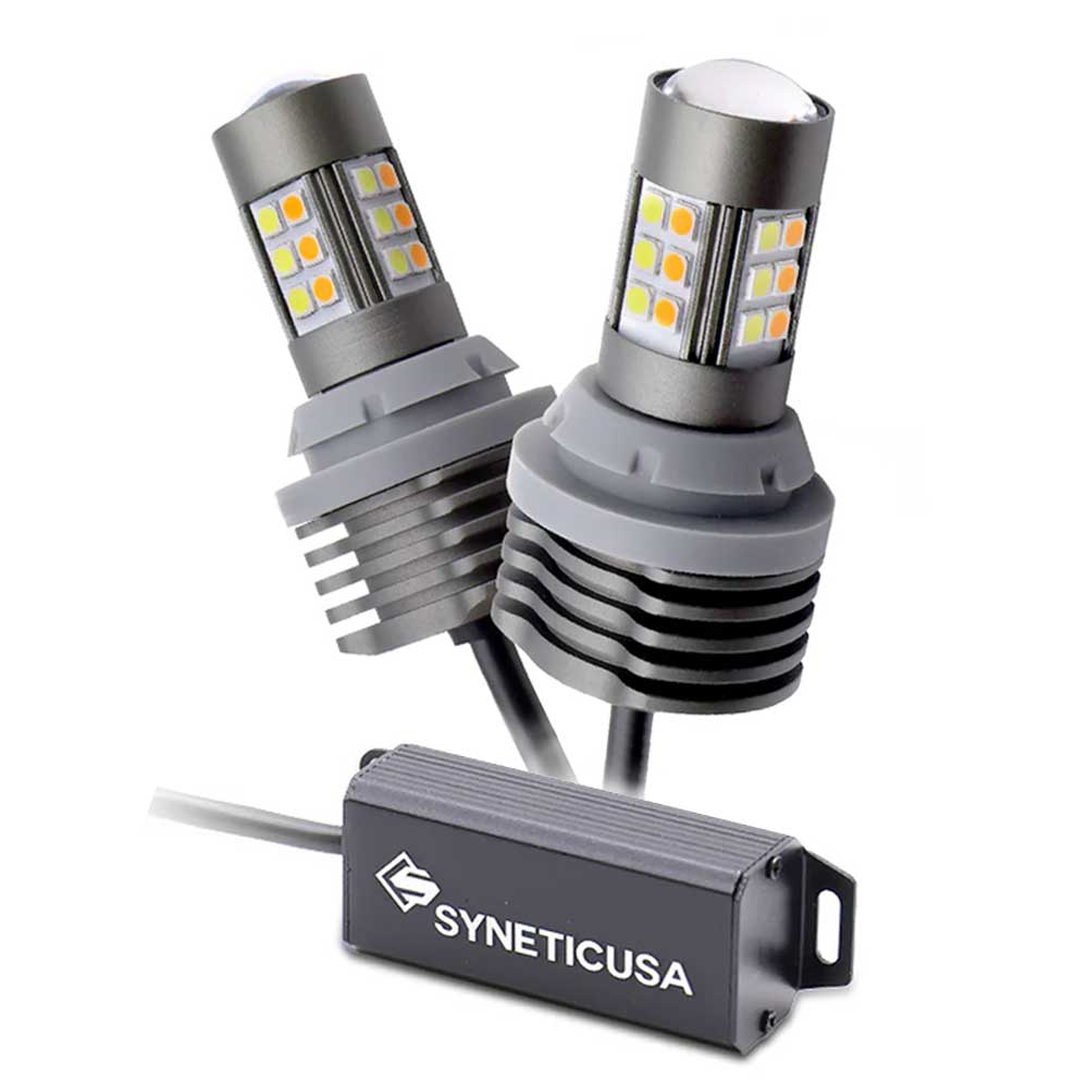 5th Gen Built-in Resistors White/Amber Switchback Front Turn Signal All-in-One Light Bulbs