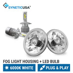 SYNETIC USA fog light housing and LED bulb set on a white background