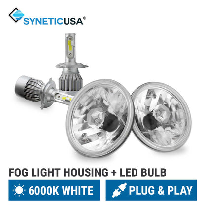 SYNETIC USA fog light housing and LED bulb set on a white background