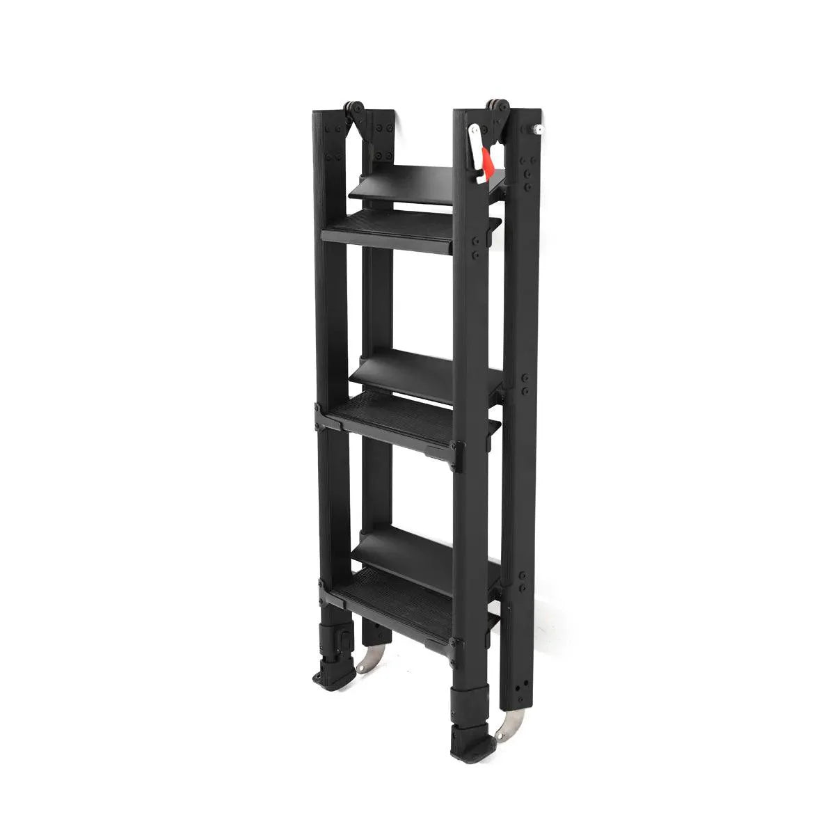 Black step ladder on a white background