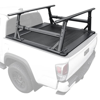 Truck bed rack system on a white truck