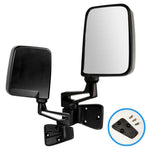 Pair of side mirrors with a close-up inset showing mounting hardware on a white background.