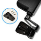 Black metal bracket with mounting hardware on a white background
