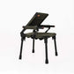 Folding hunting bench with adjustable backrest on a white background
