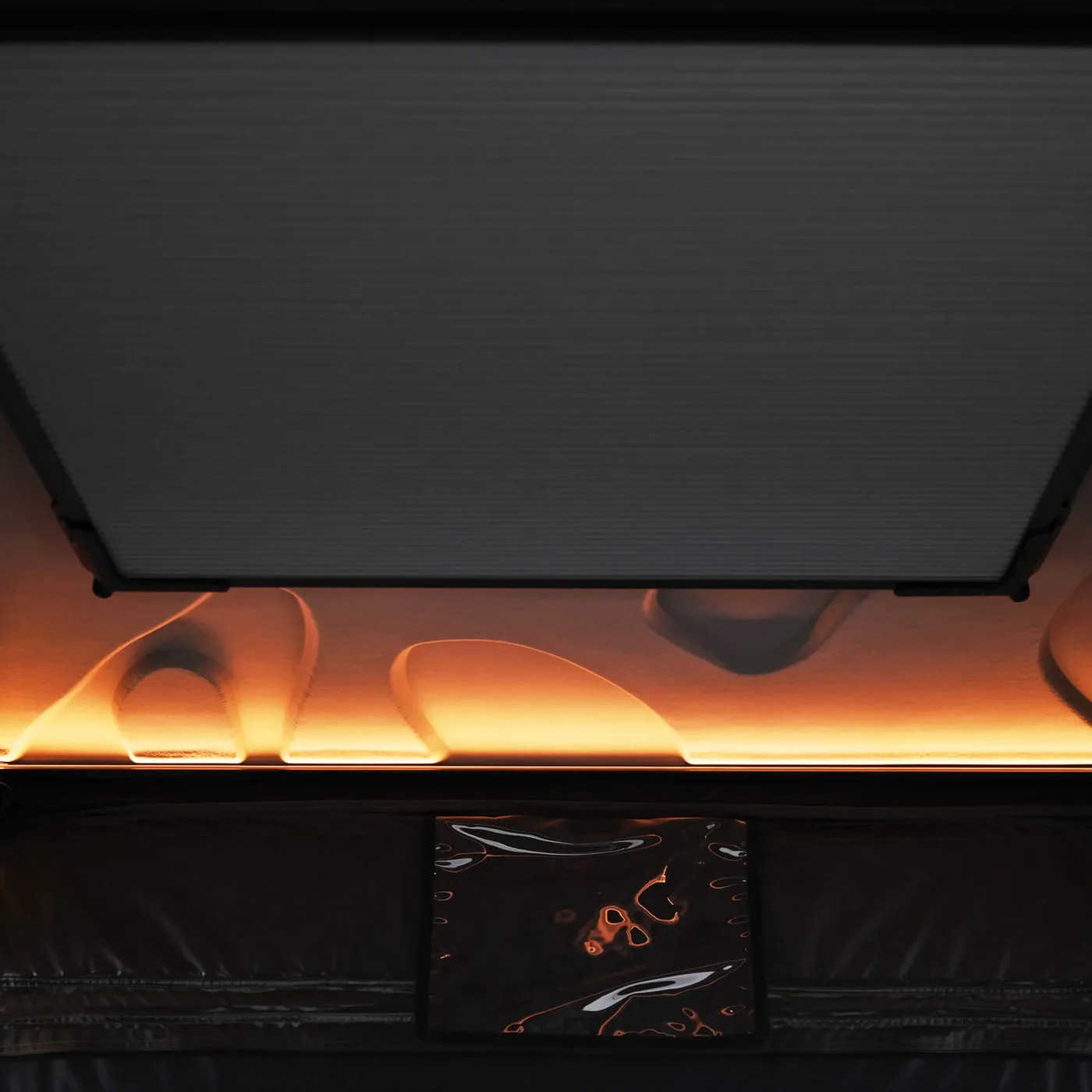 Close-up of a WingmanX's sunroof with interior lighting