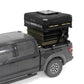 Black truck bed storage system on a gray truck with a white background