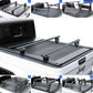 Collage of a Jeep Gladiator retractable tonneau cover and rack system on a white background
