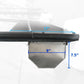 Measurement details of a metal surface with dimensions labeled on a white background