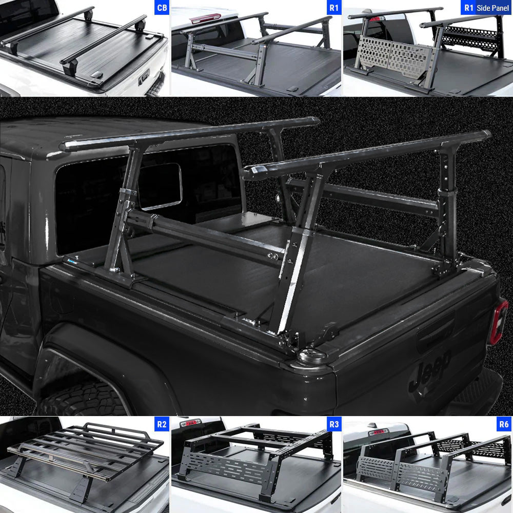 syneticusa premium edition tonneau cover with rack system for gladiator