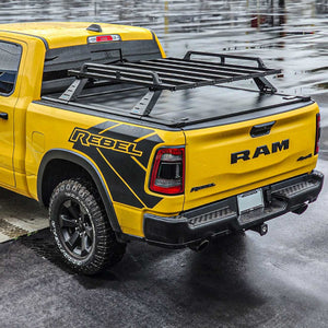 [2-in-1 Bundle] Ram 1500/2500/3500 manual Retractable Tonneau Cover with r2 luggage rack stainless steel