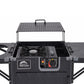 Black camping stove with a control panel andWild Lande logo on a white background