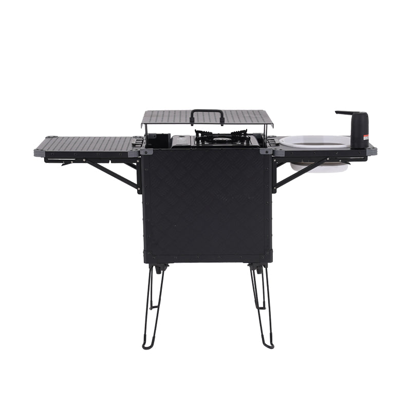 Portable camping stove with multiple burners on a white background