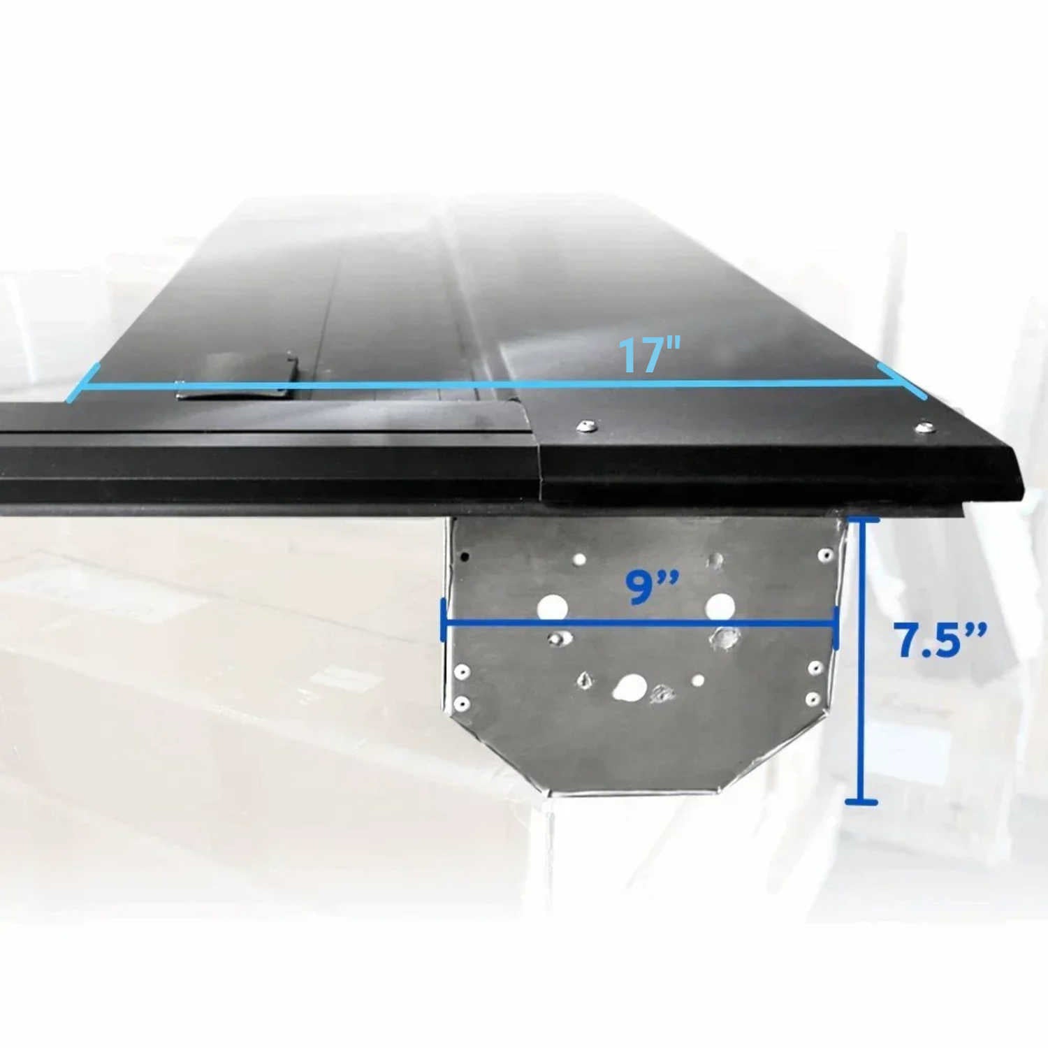 SYNETIC USA tonneau cover canister with measurements on a white background
