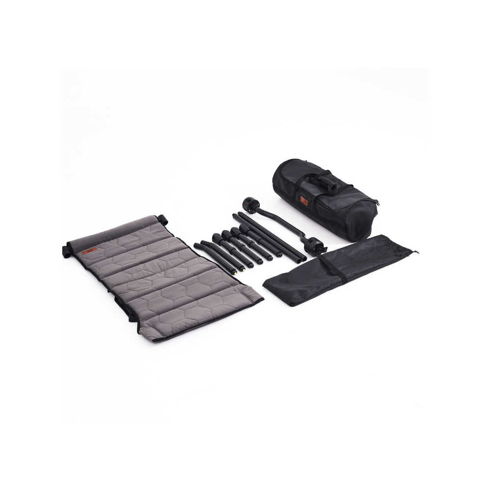 Set of mts-x chair components and bag on a white background