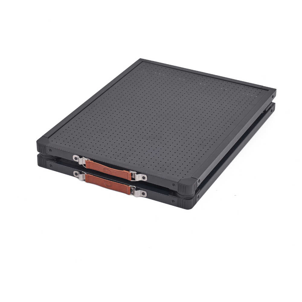 mts-x camping table folded on a white background