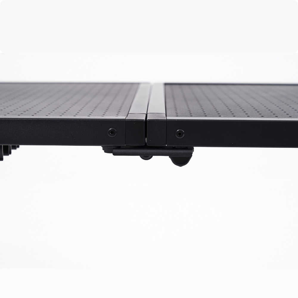 Metal platform on table with a white background
