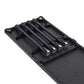 Set of black table legs on the back of the mts-x table on a white background