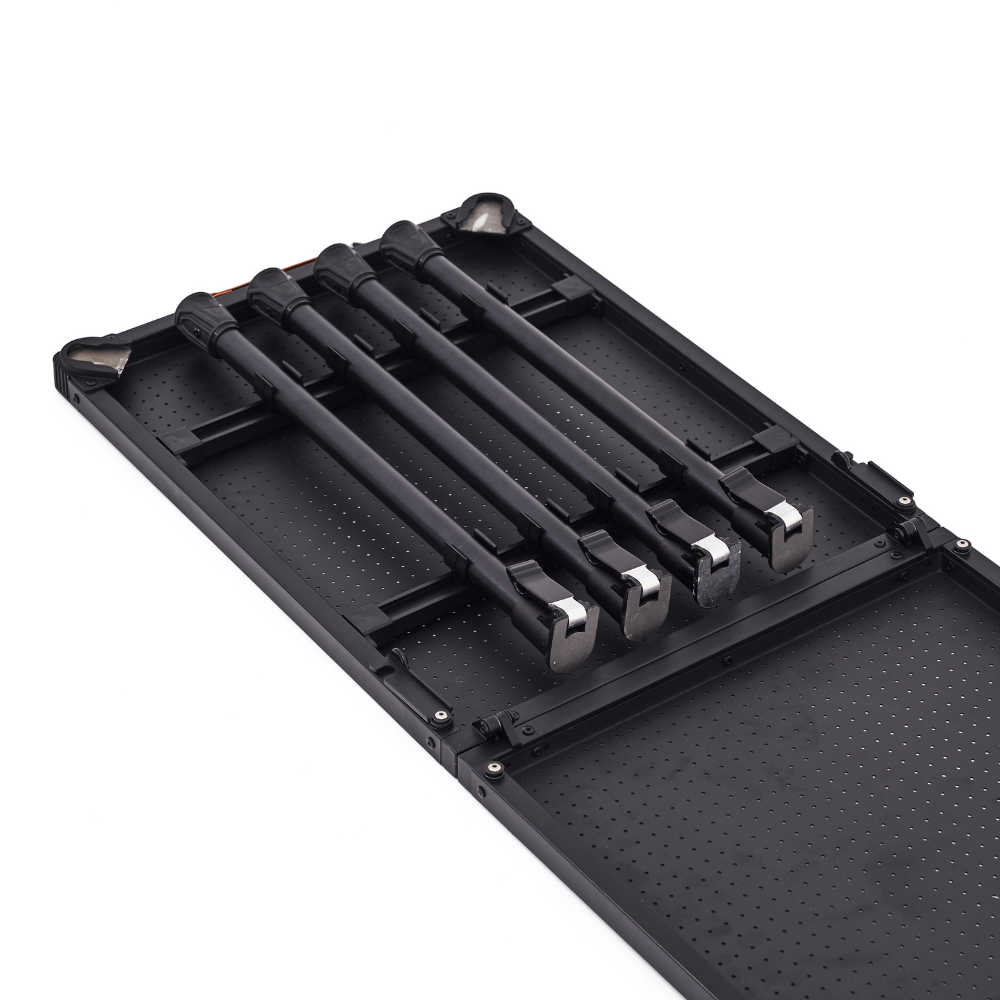 Set of black table legs on the back of the mts-x table on a white background