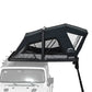 Roof top tent attached to a vehicle on a white background